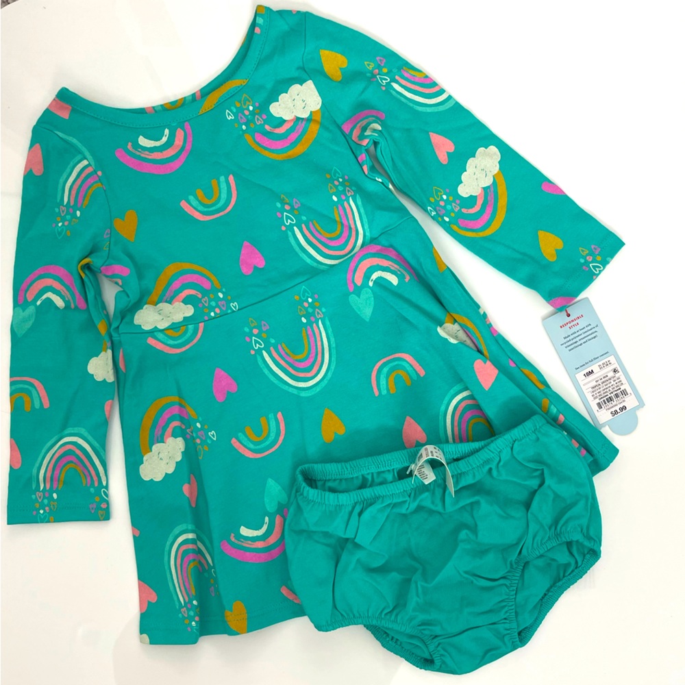 Cat & Jack 2T dress • teal dress w/ bloomers